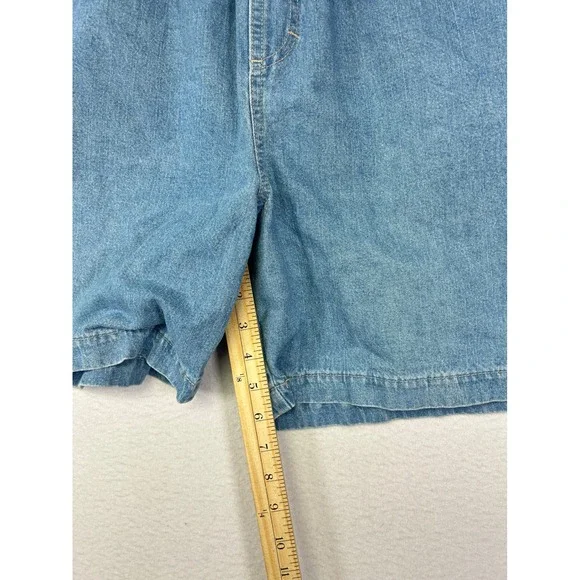 90s Vintage White Stag Women 10 Blue Denim High Waist Elastic Mom Shorts USA - Picture 4 of 8